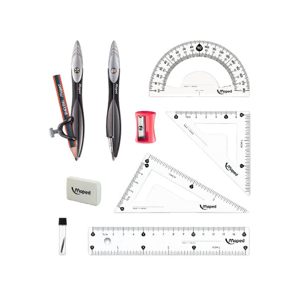 Geometry 10 Piece Study Set Rulers, Protractors, Pencil